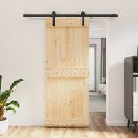  Sliding Door with Hardware Set 85x210 cm Solid Wood Pine
