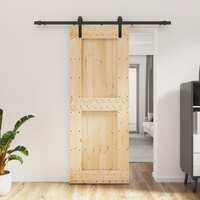  Sliding Door with Hardware Set 80x210 cm Solid Wood Pine