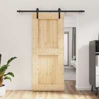  Sliding Door with Hardware Set 85x210 cm Solid Wood Pine