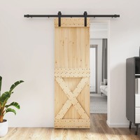  Sliding Door with Hardware Set 70x210 cm Solid Wood Pine
