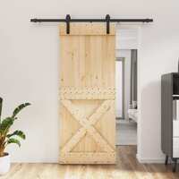  Sliding Door with Hardware Set 85x210 cm Solid Wood Pine