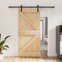  Sliding Door with Hardware Set 95x210 cm Solid Wood Pine
