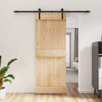 Sliding Door with Hardware Set 80x210 cm Solid Wood Pine