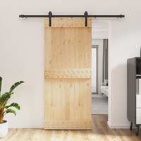  Sliding Door with Hardware Set 90x210 cm Solid Wood Pine
