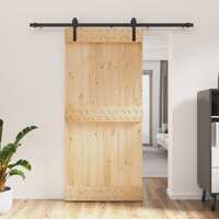  Sliding Door with Hardware Set 95x210 cm Solid Wood Pine