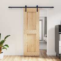  Sliding Door with Hardware Set 70x210 cm Solid Wood Pine
