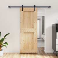  Sliding Door with Hardware Set 80x210 cm Solid Wood Pine