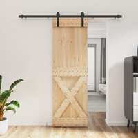  Sliding Door with Hardware Set 70x210 cm Solid Wood Pine