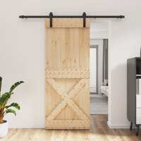  Sliding Door with Hardware Set 85x210 cm Solid Wood Pine