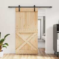  Sliding Door with Hardware Set 100x210 cm Solid Wood Pine