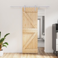  Sliding Door with Hardware Set 70x210 cm Solid Wood Pine