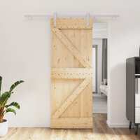 Sliding Door with Hardware Set 80x210 cm Solid Wood Pine