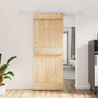  Sliding Door with Hardware Set 80x210 cm Solid Wood Pine