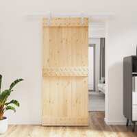  Sliding Door with Hardware Set 90x210 cm Solid Wood Pine