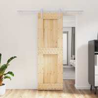  Sliding Door with Hardware Set 70x210 cm Solid Wood Pine
