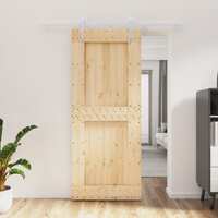  Sliding Door with Hardware Set 85x210 cm Solid Wood Pine