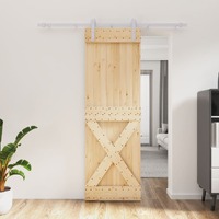  Sliding Door with Hardware Set 70x210 cm Solid Wood Pine
