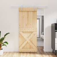  Sliding Door with Hardware Set 85x210 cm Solid Wood Pine