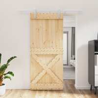  Sliding Door with Hardware Set 90x210 cm Solid Wood Pine