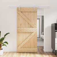  Sliding Door with Hardware Set 95x210 cm Solid Wood Pine