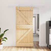  Sliding Door with Hardware Set 90x210 cm Solid Wood Pine