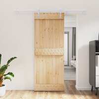  Sliding Door with Hardware Set 80x210 cm Solid Wood Pine