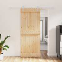  Sliding Door with Hardware Set 85x210 cm Solid Wood Pine