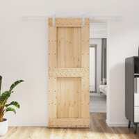  Sliding Door with Hardware Set 80x210 cm Solid Wood Pine