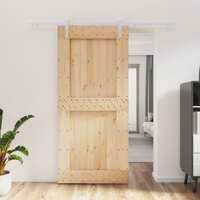  Sliding Door with Hardware Set 95x210 cm Solid Wood Pine