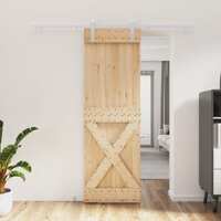  Sliding Door with Hardware Set 70x210 cm Solid Wood Pine