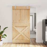  Sliding Door with Hardware Set 100x210 cm Solid Wood Pine