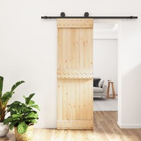  Sliding Door with Hardware Set 70x210 cm Solid Wood Pine
