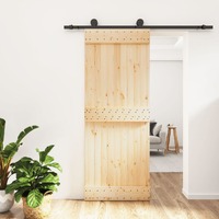  Sliding Door with Hardware Set 80x210 cm Solid Wood Pine