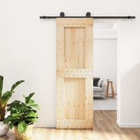  Sliding Door with Hardware Set 70x210 cm Solid Wood Pine