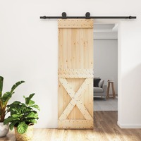  Sliding Door with Hardware Set 70x210 cm Solid Wood Pine
