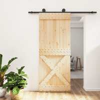  Sliding Door with Hardware Set 85x210 cm Solid Wood Pine