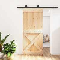  Sliding Door with Hardware Set 90x210 cm Solid Wood Pine