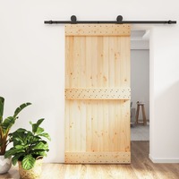  Sliding Door with Hardware Set 100x210 cm Solid Wood Pine