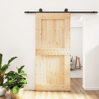  Sliding Door with Hardware Set 95x210 cm Solid Wood Pine
