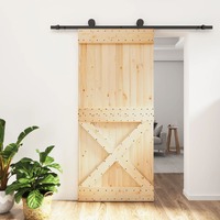  Sliding Door with Hardware Set 95x210 cm Solid Wood Pine