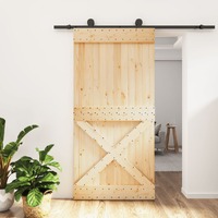  Sliding Door with Hardware Set 100x210 cm Solid Wood Pine
