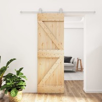  Sliding Door with Hardware Set 70x210 cm Solid Wood Pine