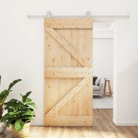  Sliding Door with Hardware Set 95x210 cm Solid Wood Pine