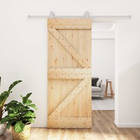 Sliding Door with Hardware Set 80x210 cm Solid Wood Pine