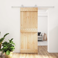  Sliding Door with Hardware Set 80x210 cm Solid Wood Pine