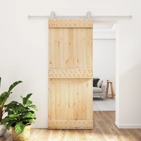  Sliding Door with Hardware Set 85x210 cm Solid Wood Pine