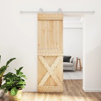 Sliding Door with Hardware Set 70x210 cm Solid Wood Pine