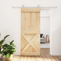  Sliding Door with Hardware Set 85x210 cm Solid Wood Pine