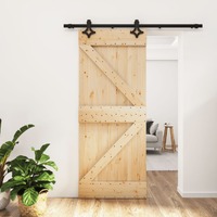  Sliding Door with Hardware Set 85x210 cm Solid Wood Pine