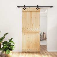  Sliding Door with Hardware Set 85x210 cm Solid Wood Pine